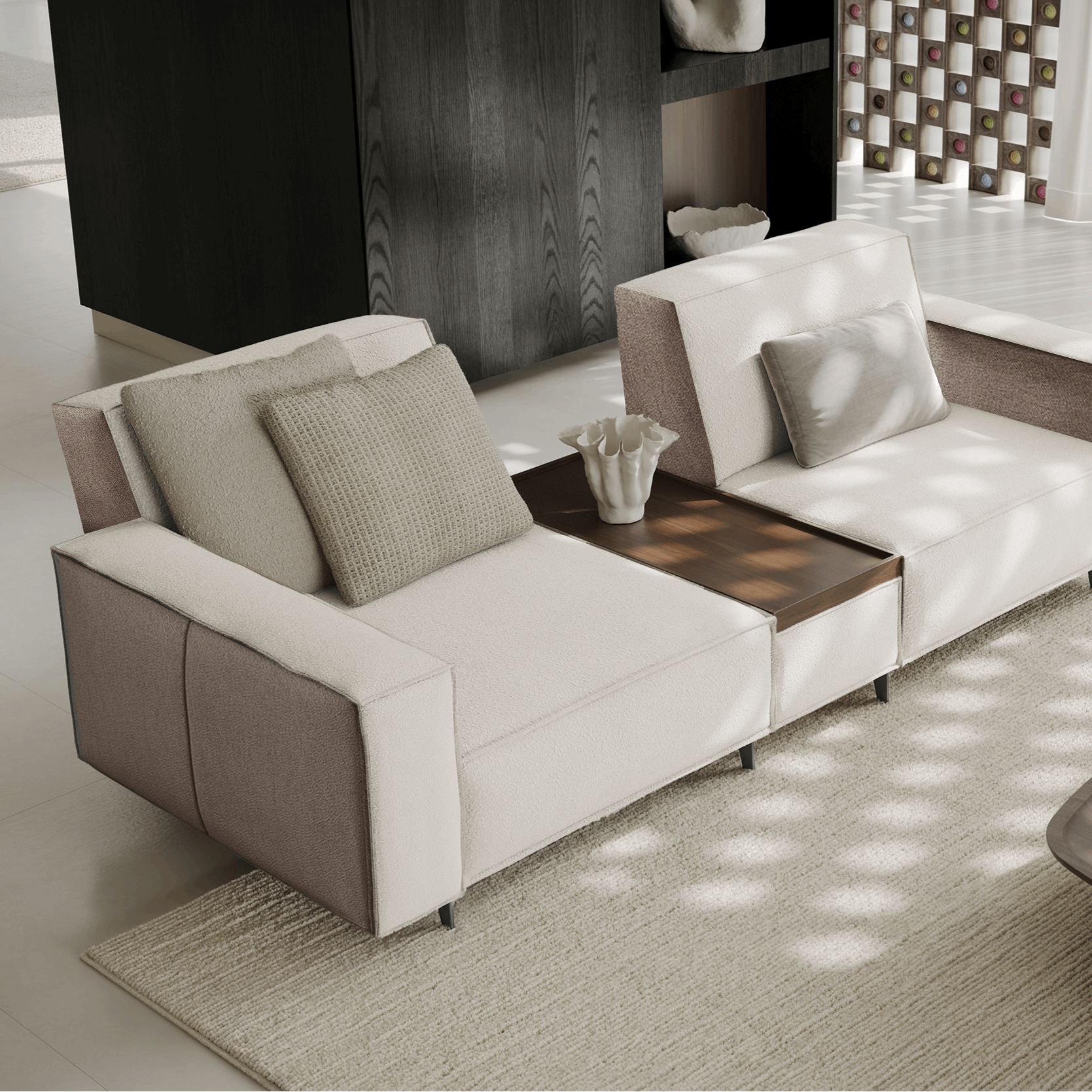 Sofa Cavalier - Light Beige 344x160x100cm - Lounge Left
