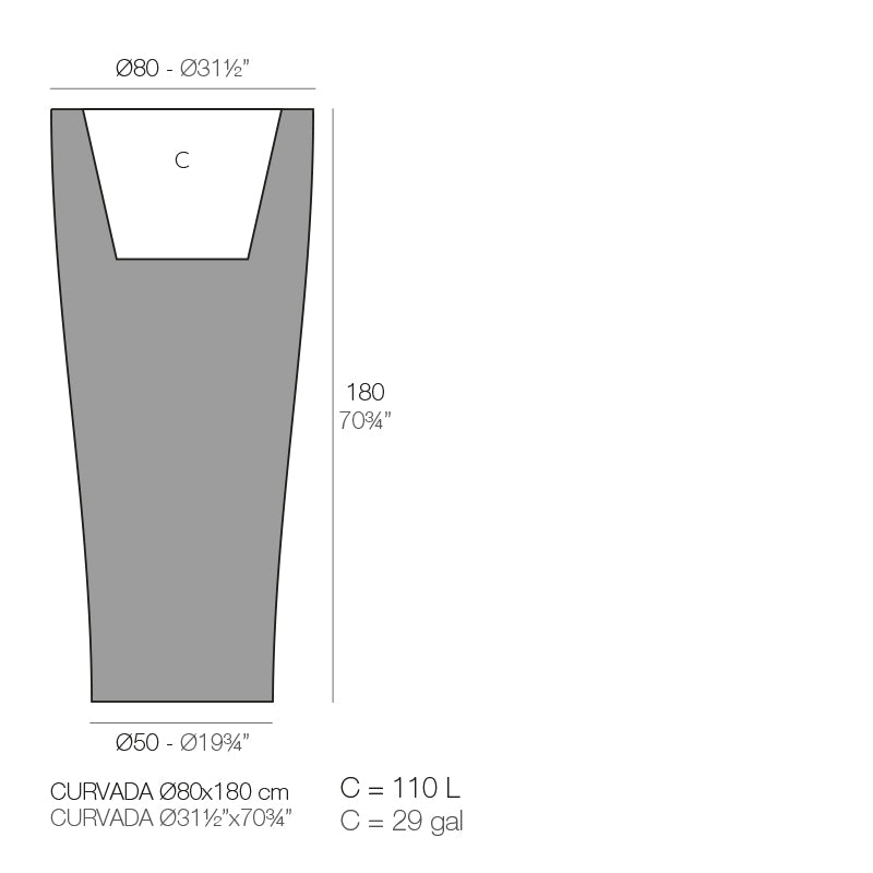 Curved Ø80X180