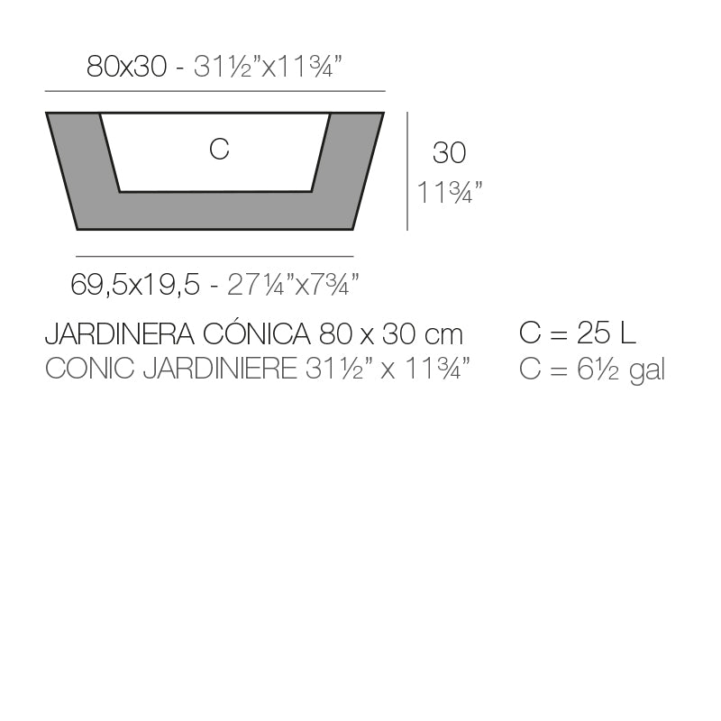 Conic Jardiniere Pot 80X30X30