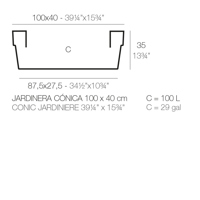 Conic Jardiniere Pot 100X40X35