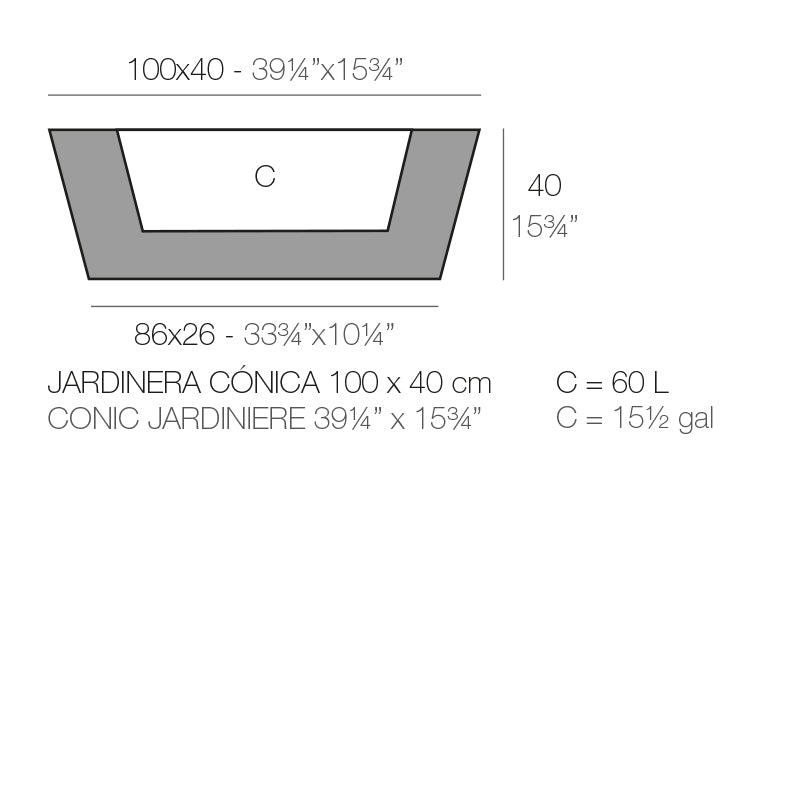 Conic Jardiniere Pot 100X40X40