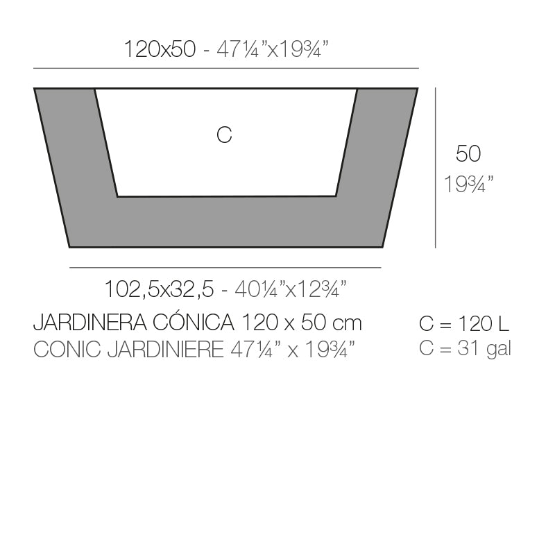Conic Jardiniere Pot 120X50X50