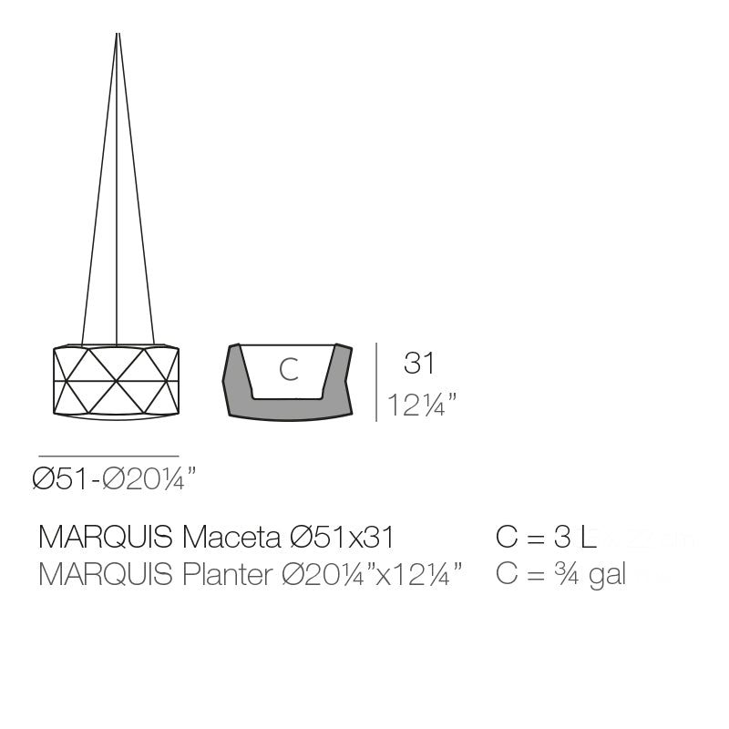 Marquis Hanging Planter Ø50X26