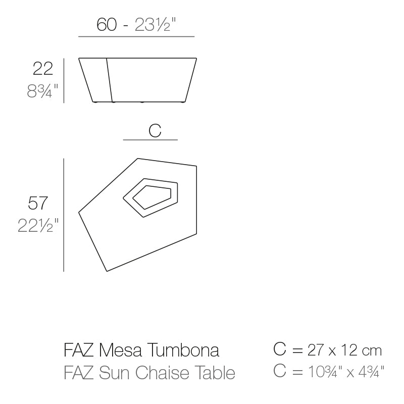 Faz - Sun Chaise Longue Table 60X57X22 Cm