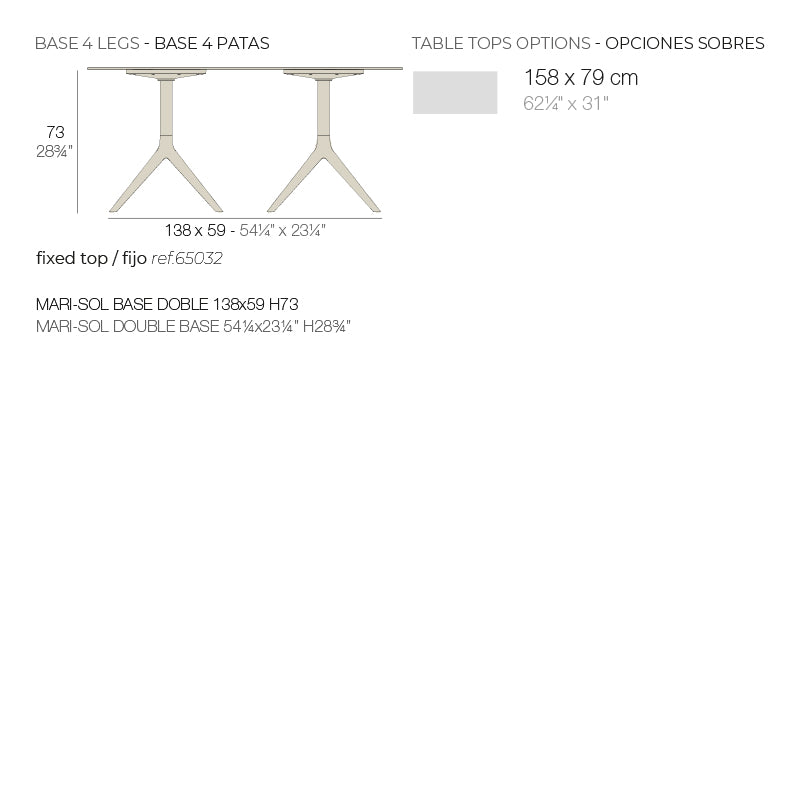 Mari-Sol 4-Legged Double Table Base
