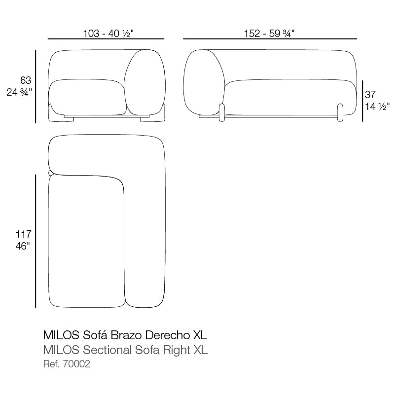 Milos Sectional Sofa Right Xl