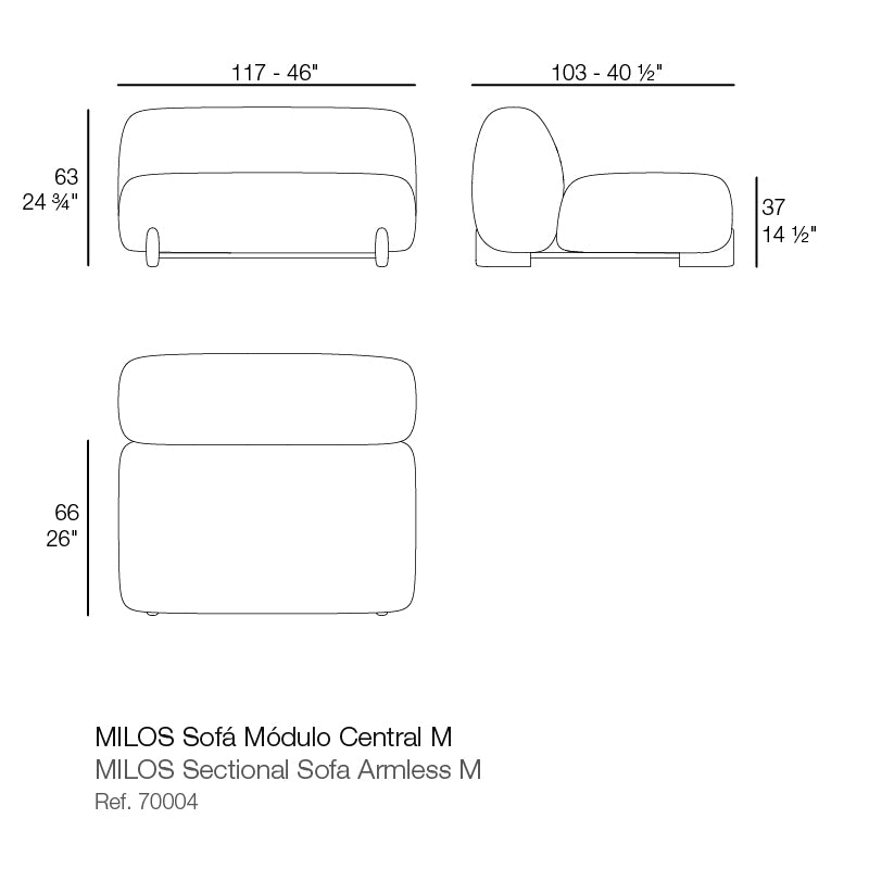Armless Section Xl Módulo Central Xl
