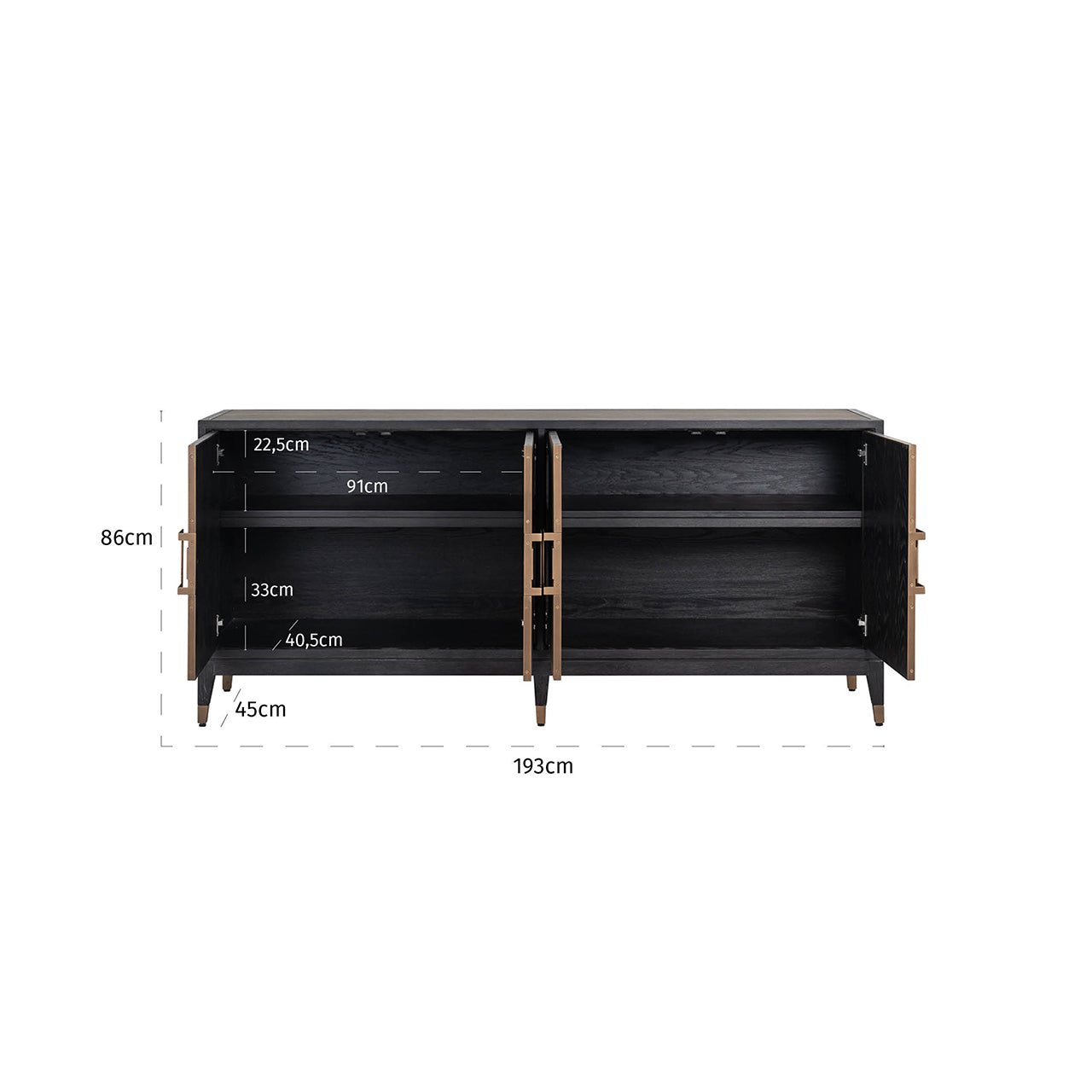 Sideboard Bloomville 4-doors (Gold)