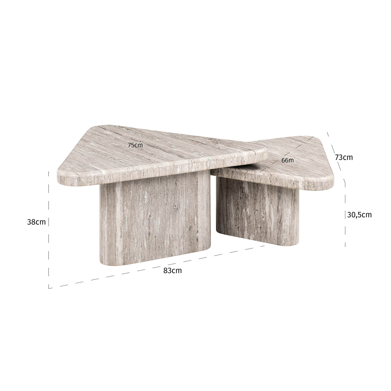 Coffee table Dwayne set of 2 (Sand)