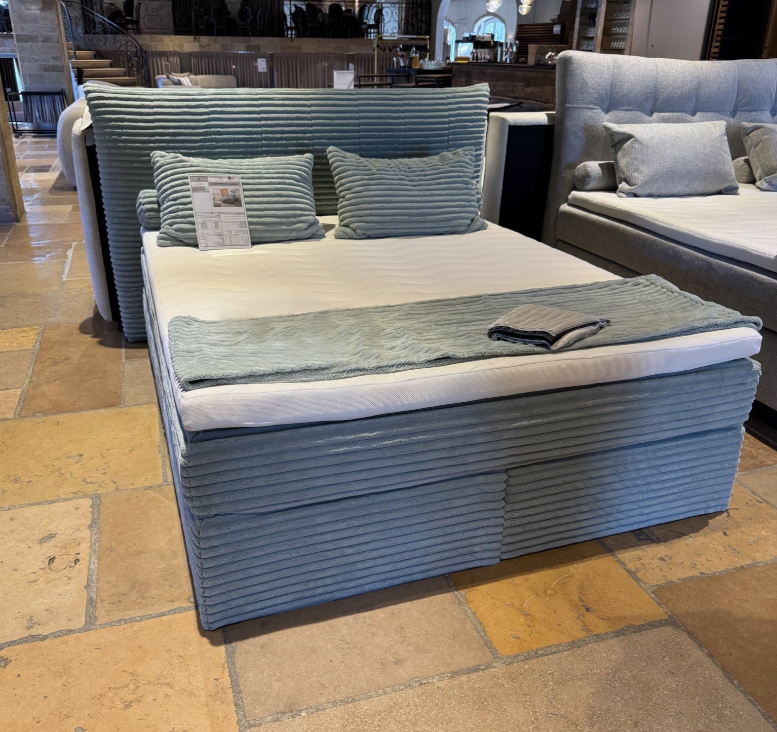 Boxspring Pasena - Turquoise | Includes Base and Topper