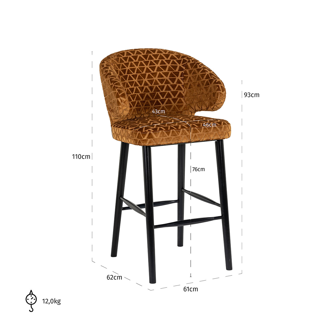 Bar stool Indigo gold traingle (Triangle 2013 old gold)