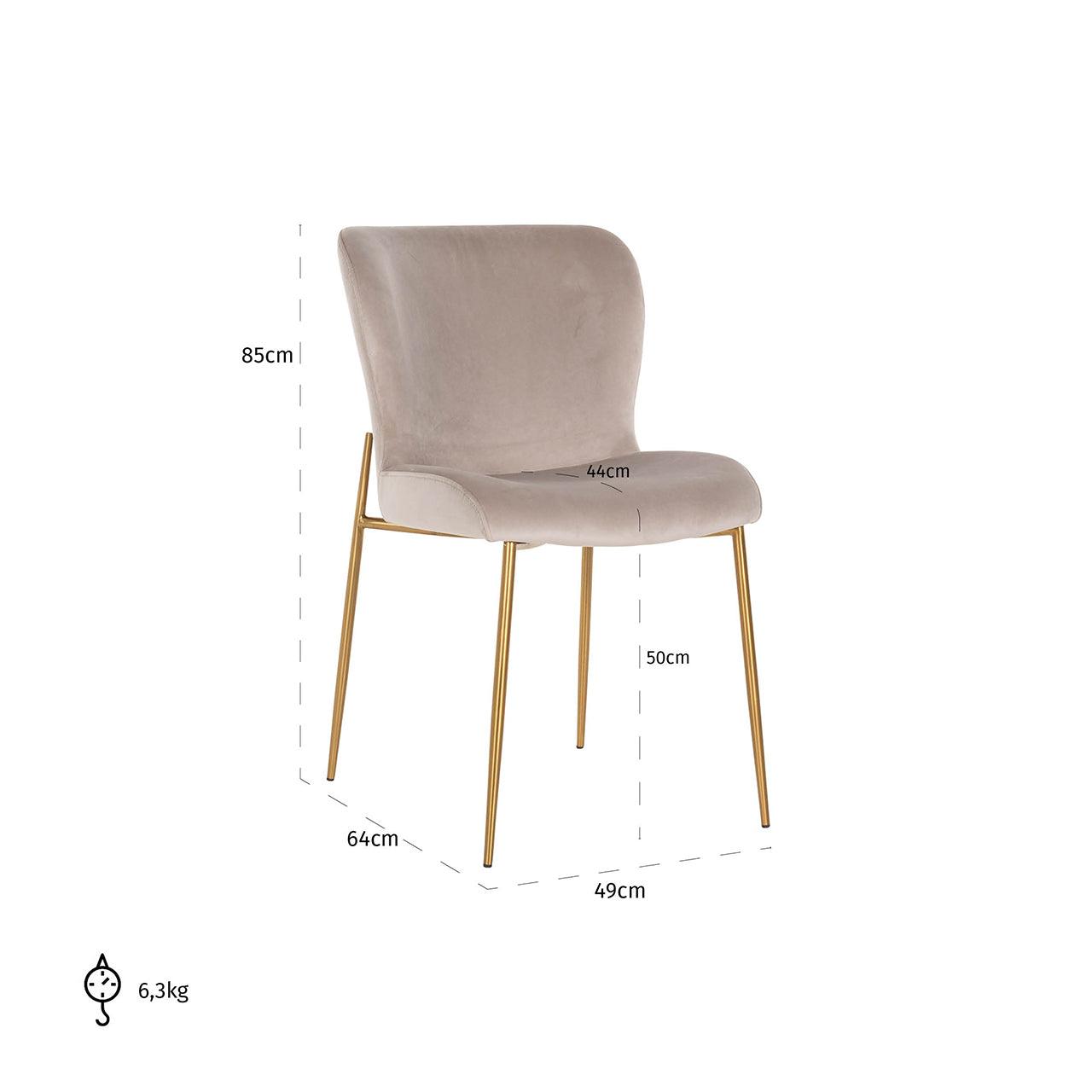 Chair Odessa - khaki velvet / burshed gold fire retardant (FR-Quartz 903 Khaki)