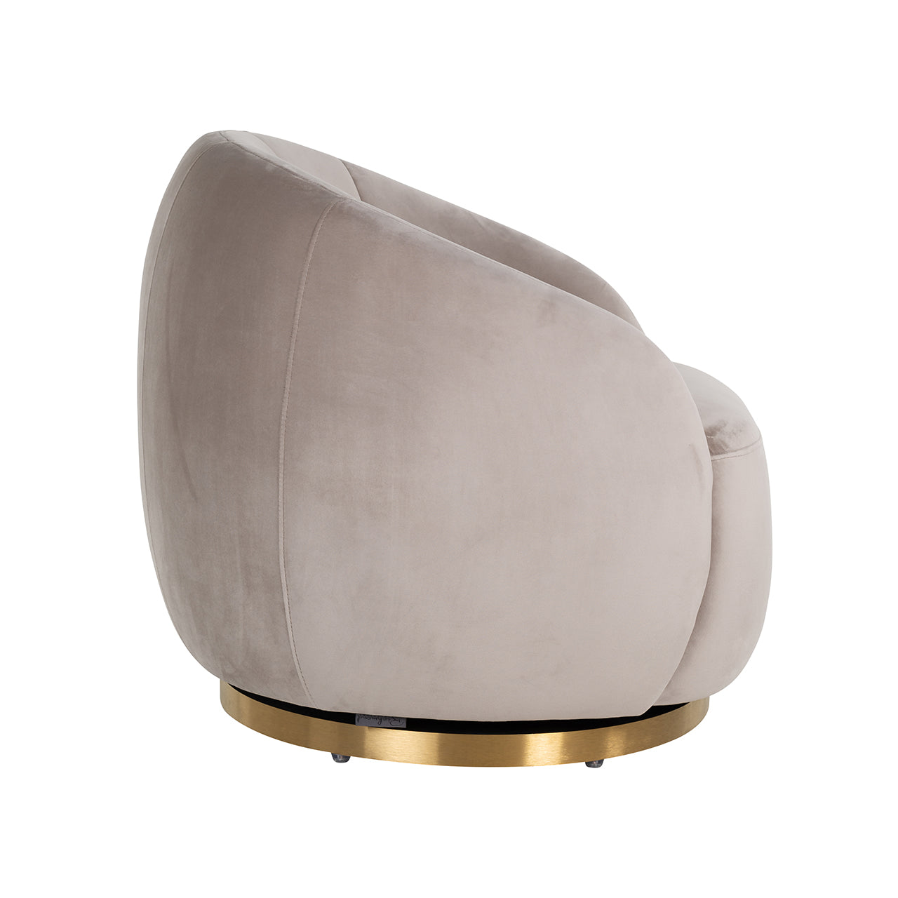 Swivel lounge chair Jago khaki velvet / brushed gold (Quartz Khaki 903)