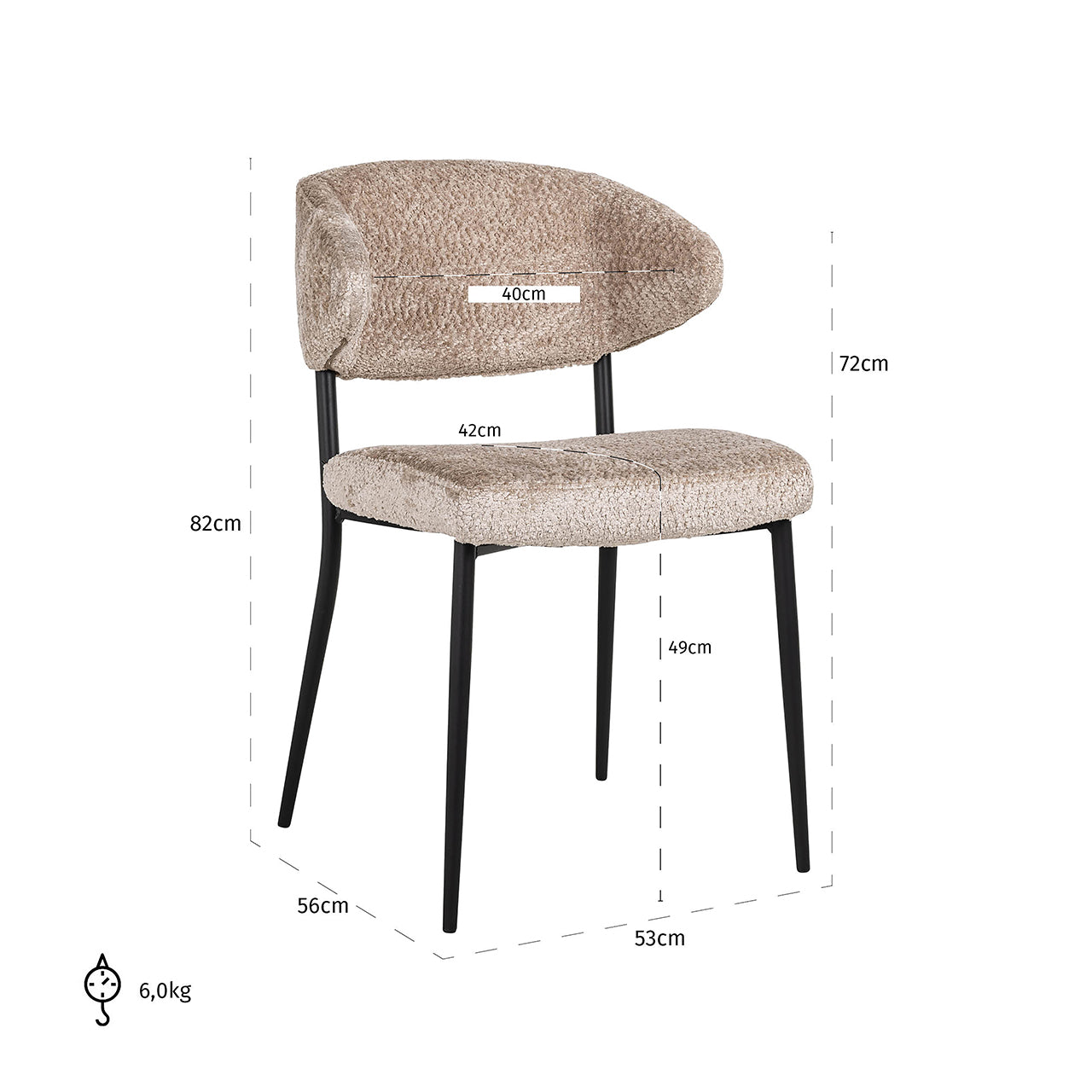 Chair Bea - sheep nature (set of 2) (Sheep 01 nature)