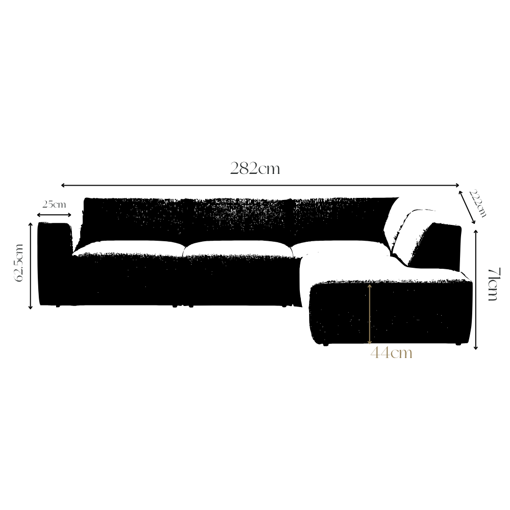 Sofa Langford - Taupe Modern Corner Sofa 282×222 cm