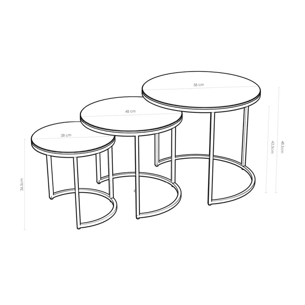 Senjo Coffee Table Set – Ø58/48/38 – Silver Ceramic