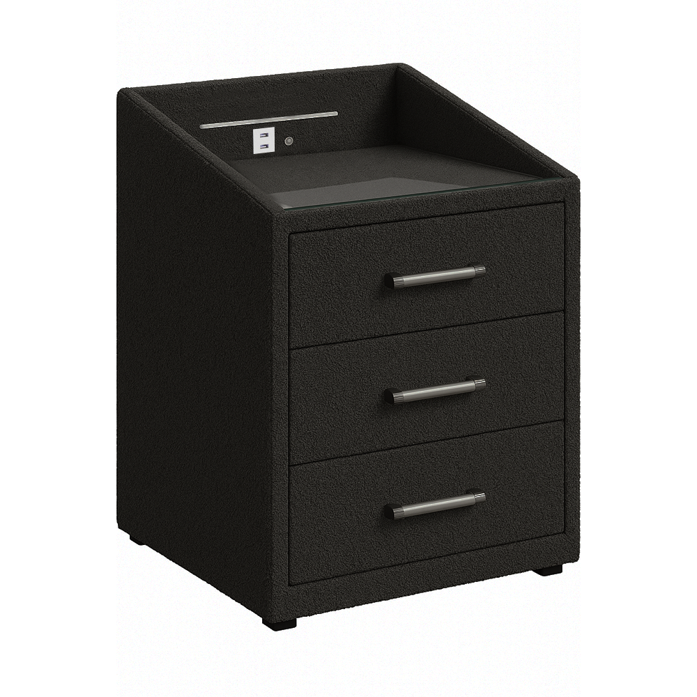 Nightstand Bexter - Black - with USB and LED 60×42×40 cm