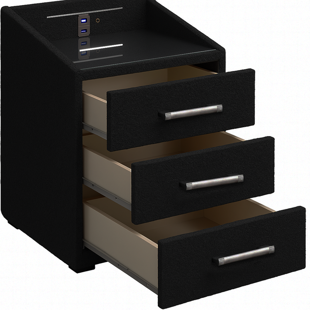 Nightstand Bexter - Black - with USB and LED 60×42×40 cm