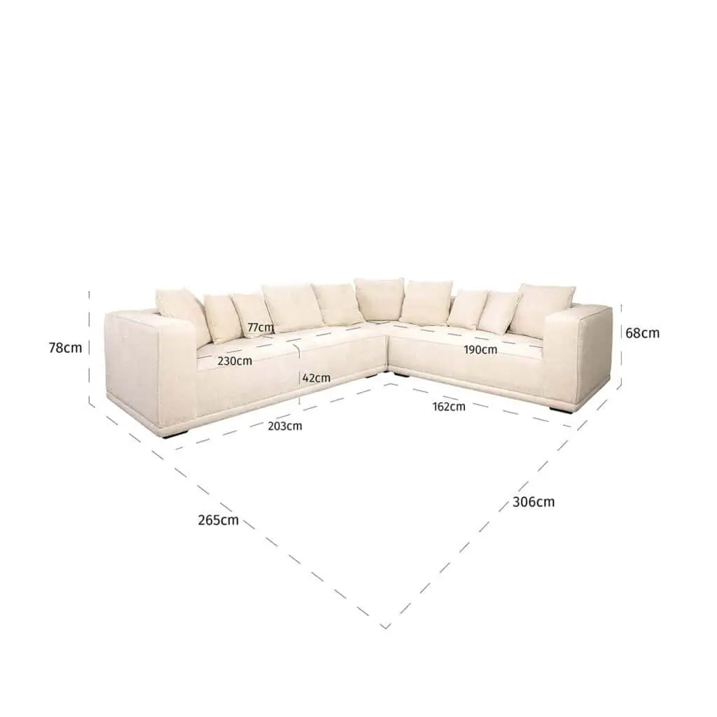 Corner Sofa Lusso Beige Chenille