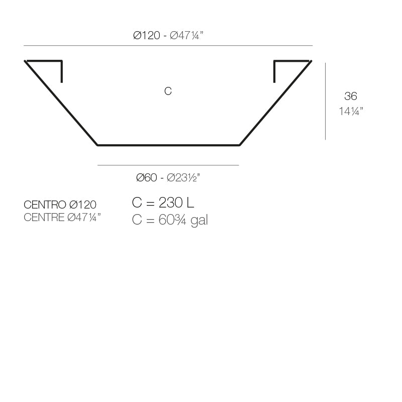 Centre Pot Ø120X36