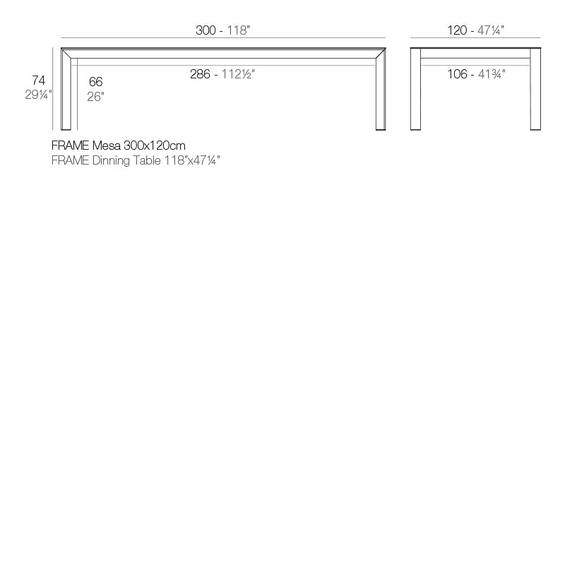Frame Aluminium Table 300X120X74