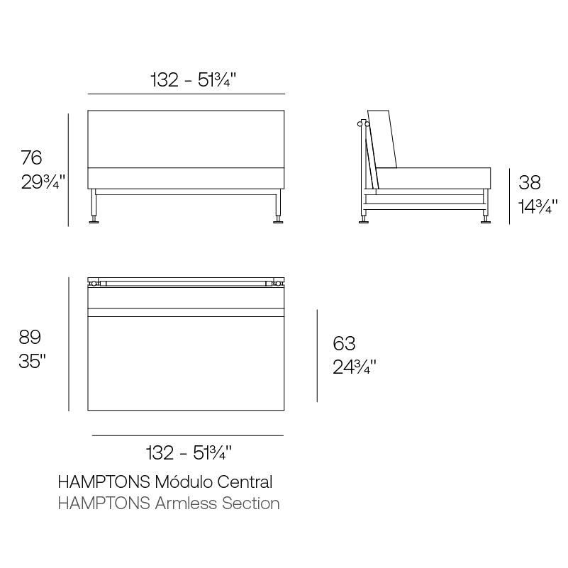 Hamptons Armless Section