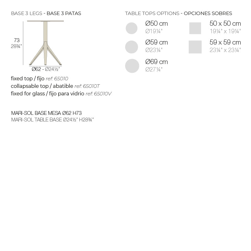 Mari-Sol Table Base H:73Cm