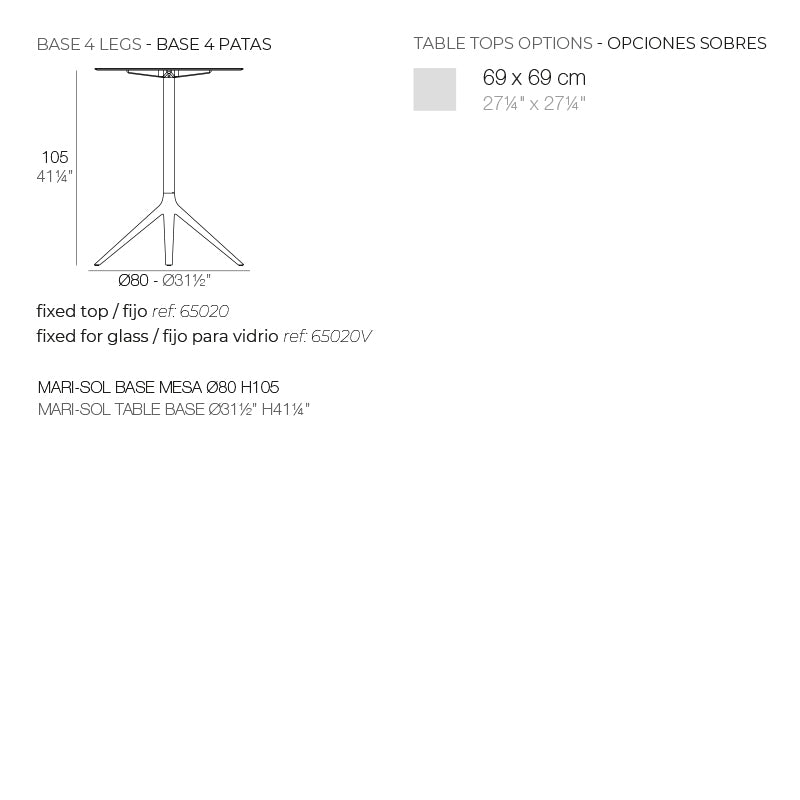 Mari-Sol Table Base Ø80 H:105Cm