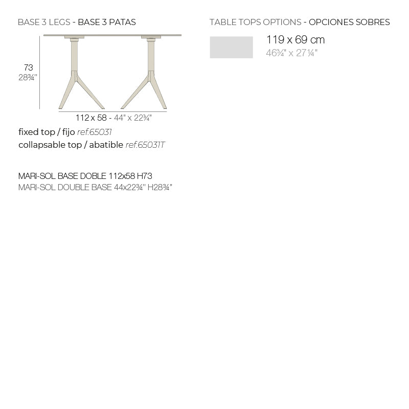 Mari-Sol 3-Legged Double Table Base