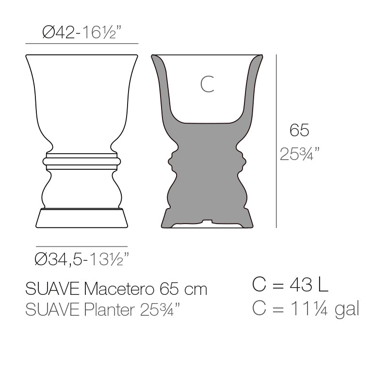 Suave Planter Ø42X65 Cm