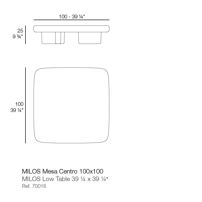 Milos Coffee Table Square 100 X 100 X 24 cm