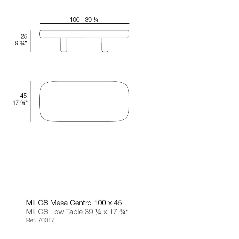 Milos Coffee Table Rectangular 100x45 cm