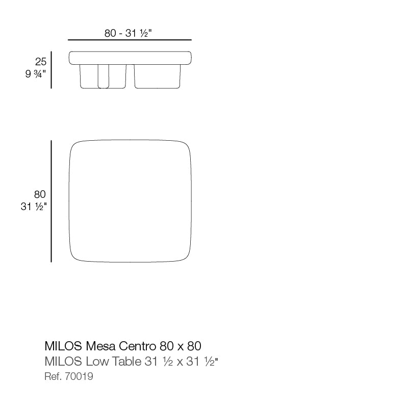 Milos Coffee Table Square 80 x 80 x 24