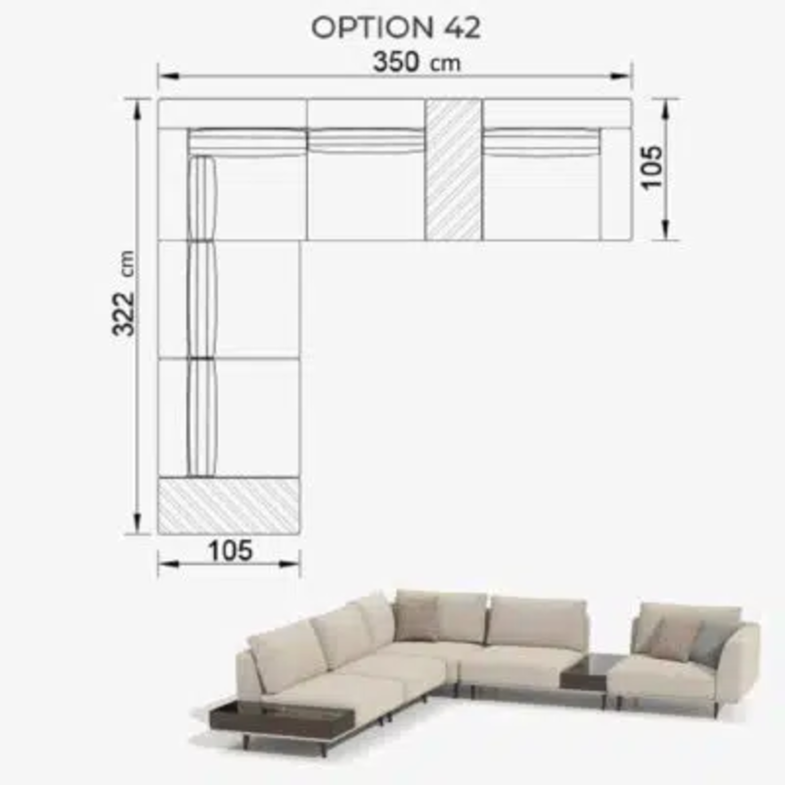 Sofa Love Off-White 350cm