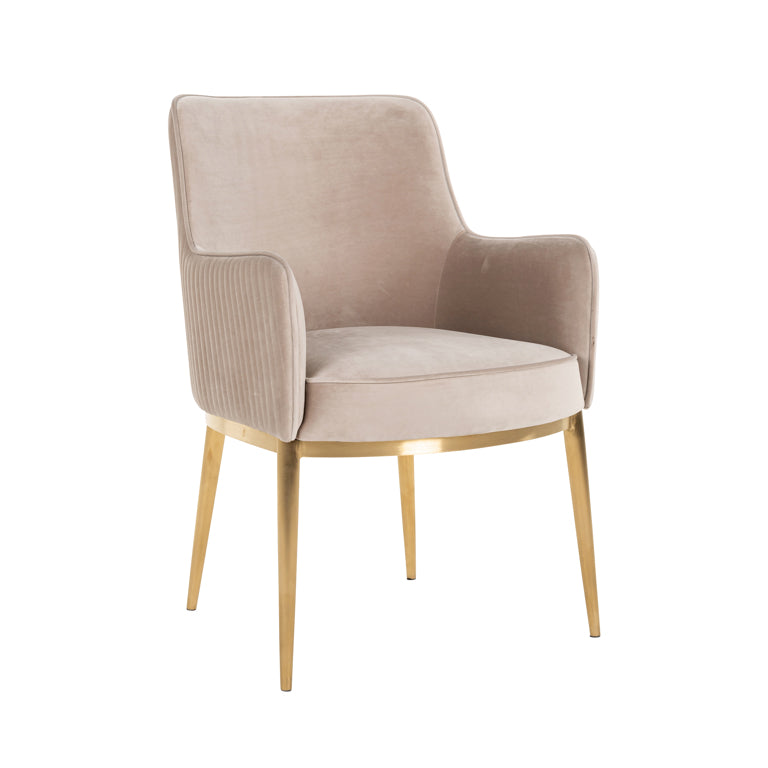 Chair Breeze - khaki velvet / brushed gold fire retardant (FR-Quartz 903 Khaki)