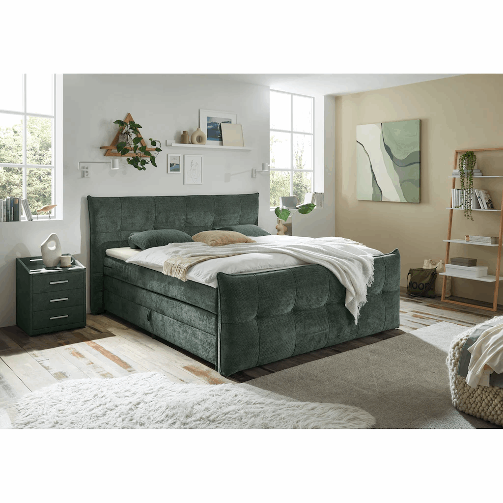 Boxspring Gallardo - Green | Includes Base and Topper